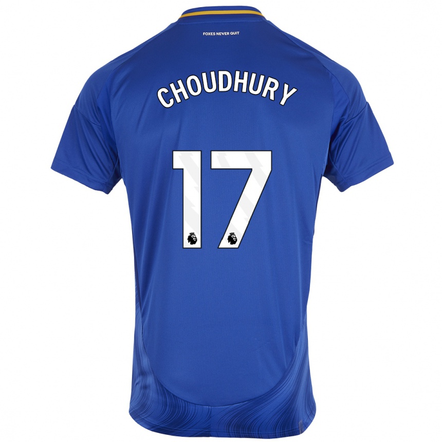 Homme Football Maillot Hamza Choudhury #17 Bleu Blanc Tenues Domicile 2024/25