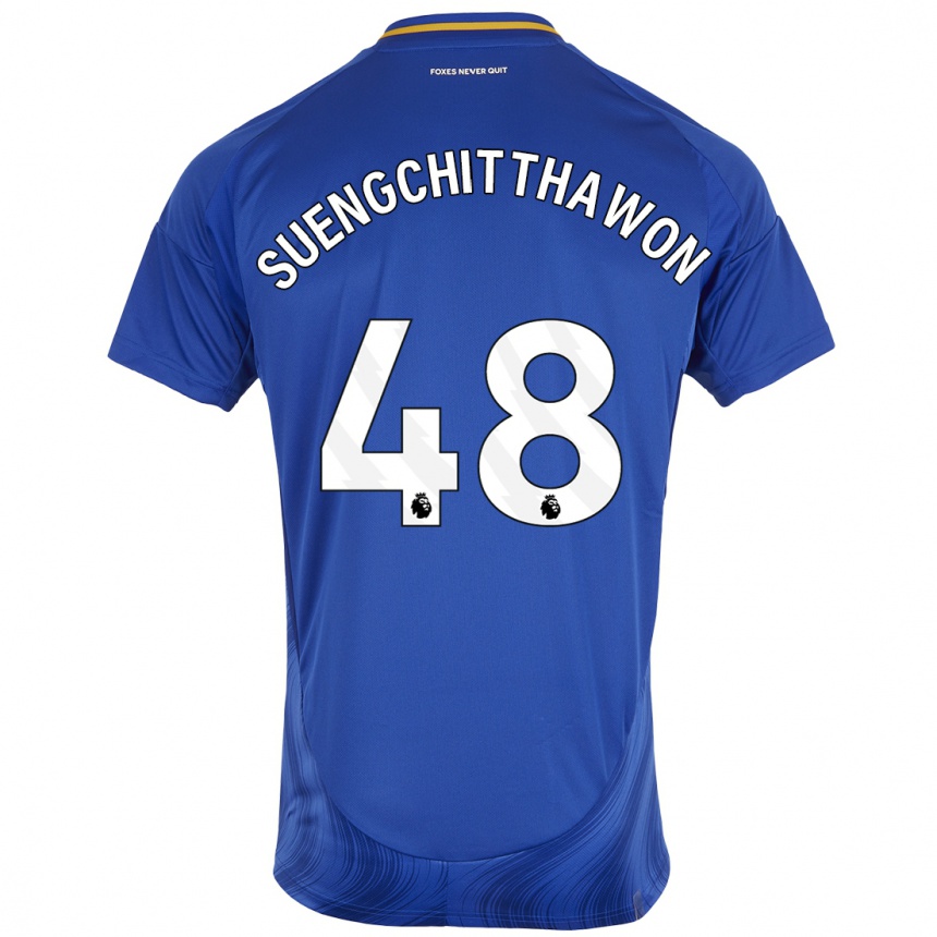 Homme Football Maillot Thanawat Suengchitthawon #48 Bleu Blanc Tenues Domicile 2024/25