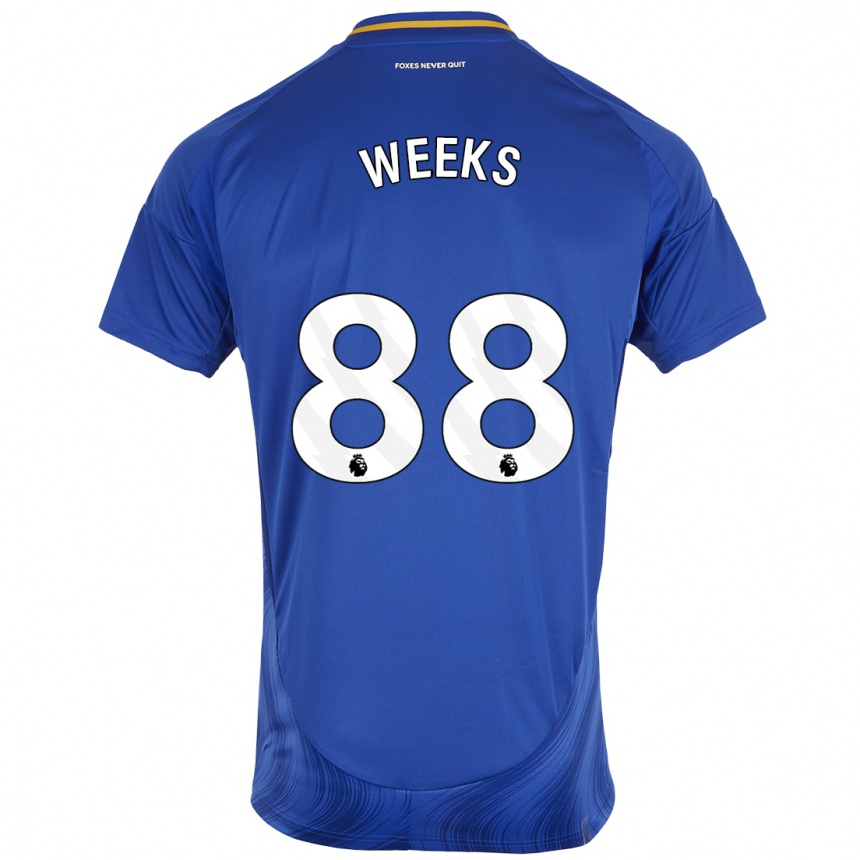 Homme Football Maillot Tyler Weeks #88 Bleu Blanc Tenues Domicile 2024/25