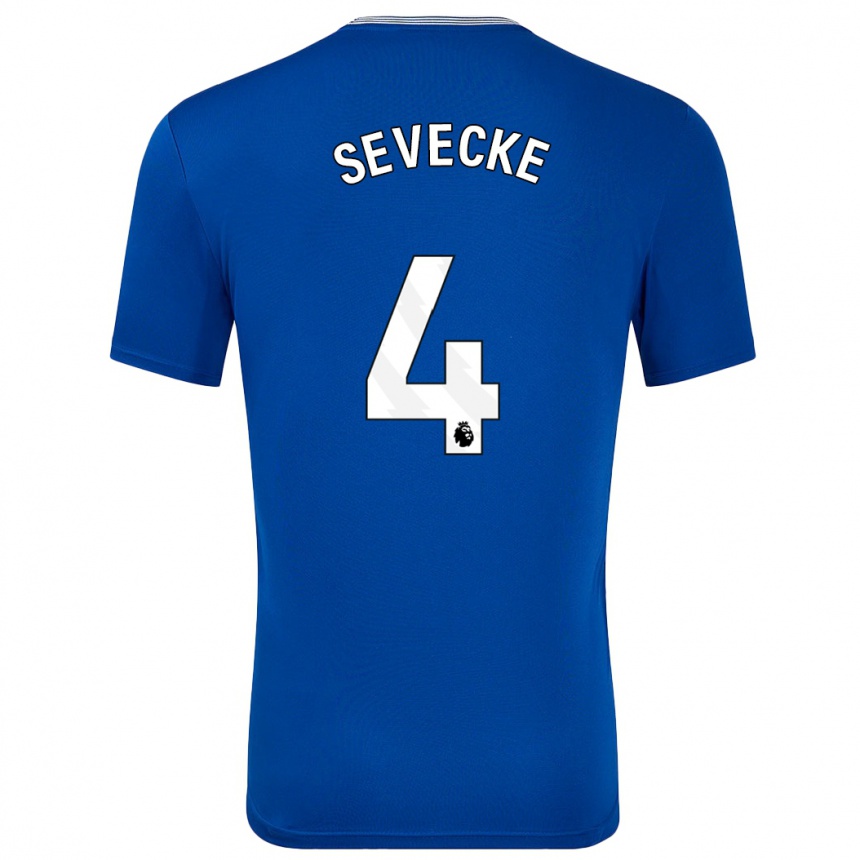 Homme Football Maillot Rikke Sevecke #4 Bleu Avec Tenues Domicile 2024/25