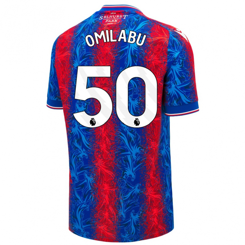 Homme Football Maillot David Omilabu #50 Rayures Rouges Et Bleues Tenues Domicile 2024/25