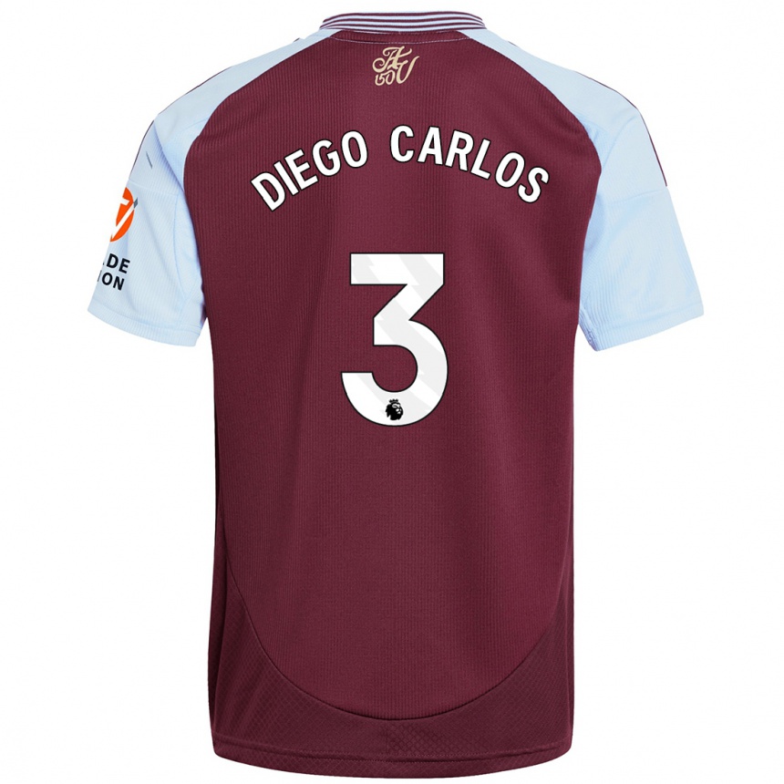 Homme Football Maillot Diego Carlos #3 Bordeaux Bleu Ciel Tenues Domicile 2024/25