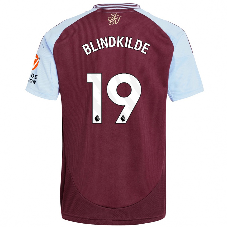 Homme Football Maillot Laura Blindkilde #19 Bordeaux Bleu Ciel Tenues Domicile 2024/25