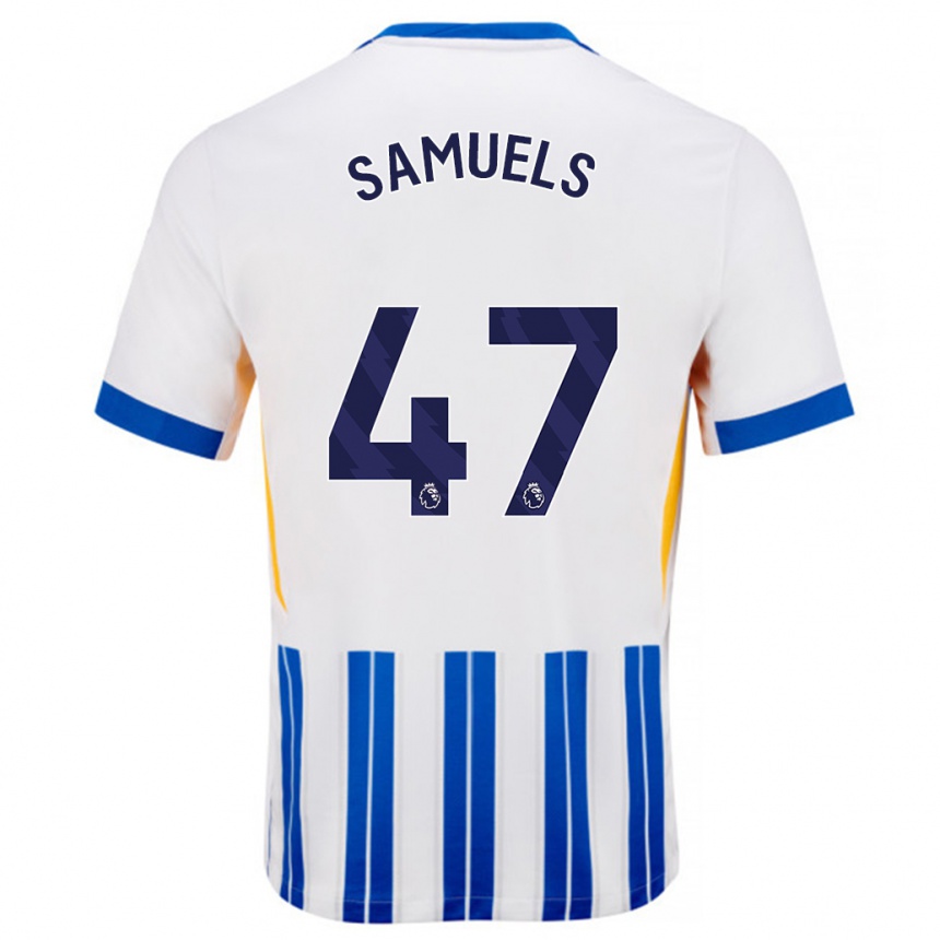 Homme Football Maillot Imari Samuels #47 Blanc Bleu À Rayures Fines Tenues Domicile 2024/25