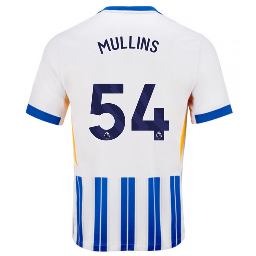 Homme Football Maillot Jamie Mullins #54 Blanc Bleu À Rayures Fines Tenues Domicile 2024/25