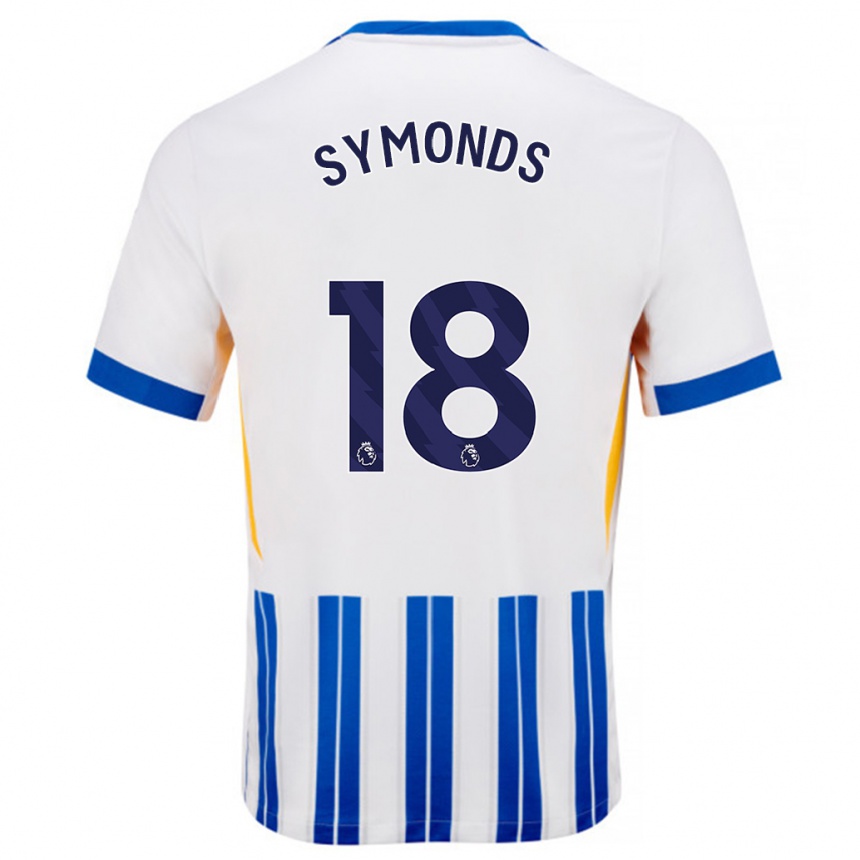 Homme Football Maillot Maisie Symonds #18 Blanc Bleu À Rayures Fines Tenues Domicile 2024/25