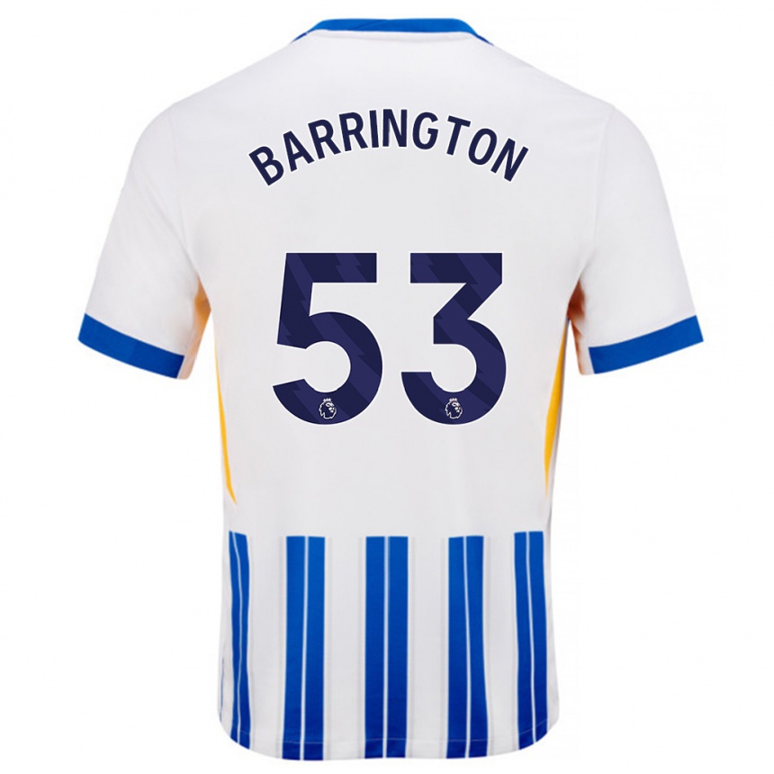 Homme Football Maillot Luca Barrington #53 Blanc Bleu À Rayures Fines Tenues Domicile 2024/25