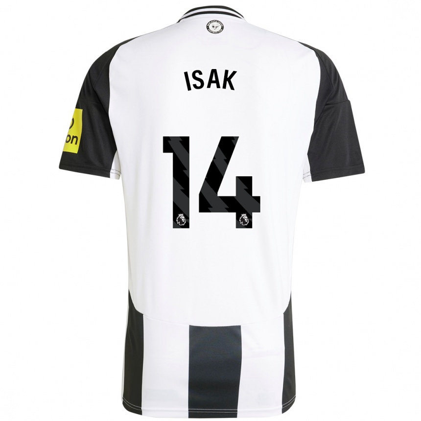 Homme Football Maillot Alexander Isak #14 Blanc Noir Tenues Domicile 2024/25