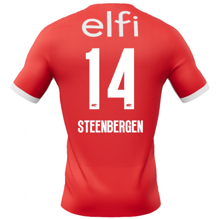 Homme Football Maillot Thom Steenbergen #14 Rouge Blanc Tenues Domicile 2024/25