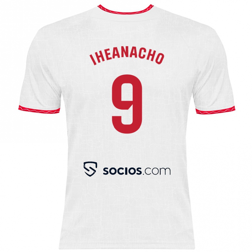 Homme Football Maillot Kelechi Iheanacho #9 Blanc Rouge Tenues Domicile 2024/25