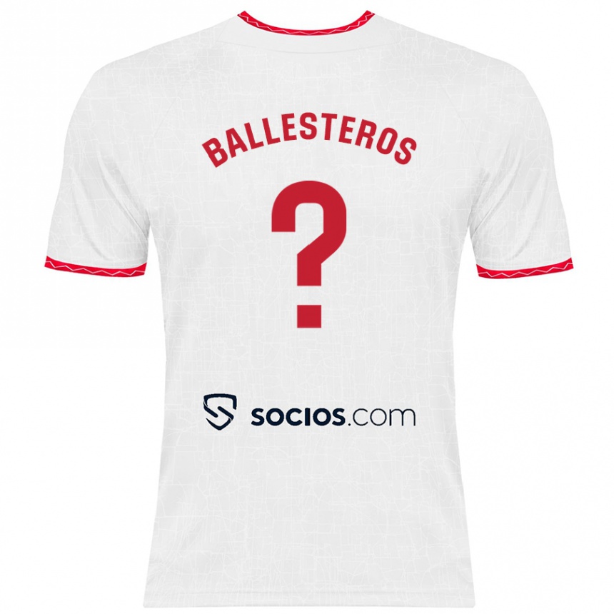 Homme Football Maillot Gonzalo Ballesteros #0 Blanc Rouge Tenues Domicile 2024/25