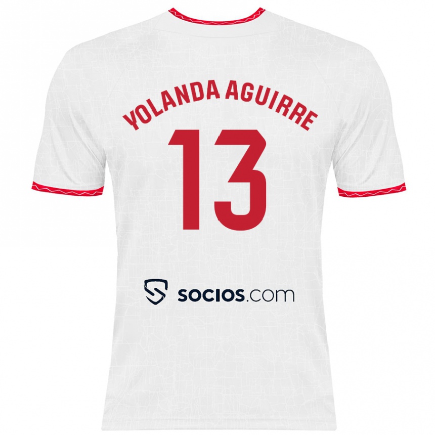 Homme Football Maillot Yolanda Aguirre Gutiérrez #13 Blanc Rouge Tenues Domicile 2024/25