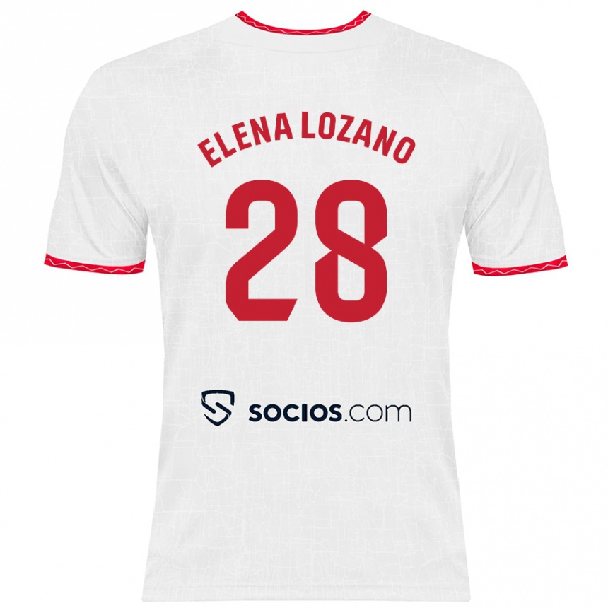 Homme Football Maillot Elena Lozano Gallego #28 Blanc Rouge Tenues Domicile 2024/25