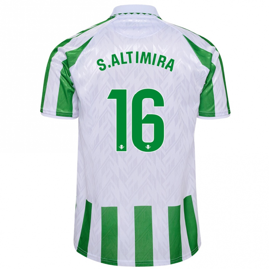 Homme Football Maillot Sergi Altimira #16 Rayures Vertes Et Blanches Tenues Domicile 2024/25