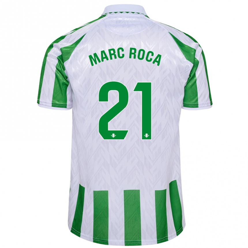 Homme Football Maillot Marc Roca #21 Rayures Vertes Et Blanches Tenues Domicile 2024/25