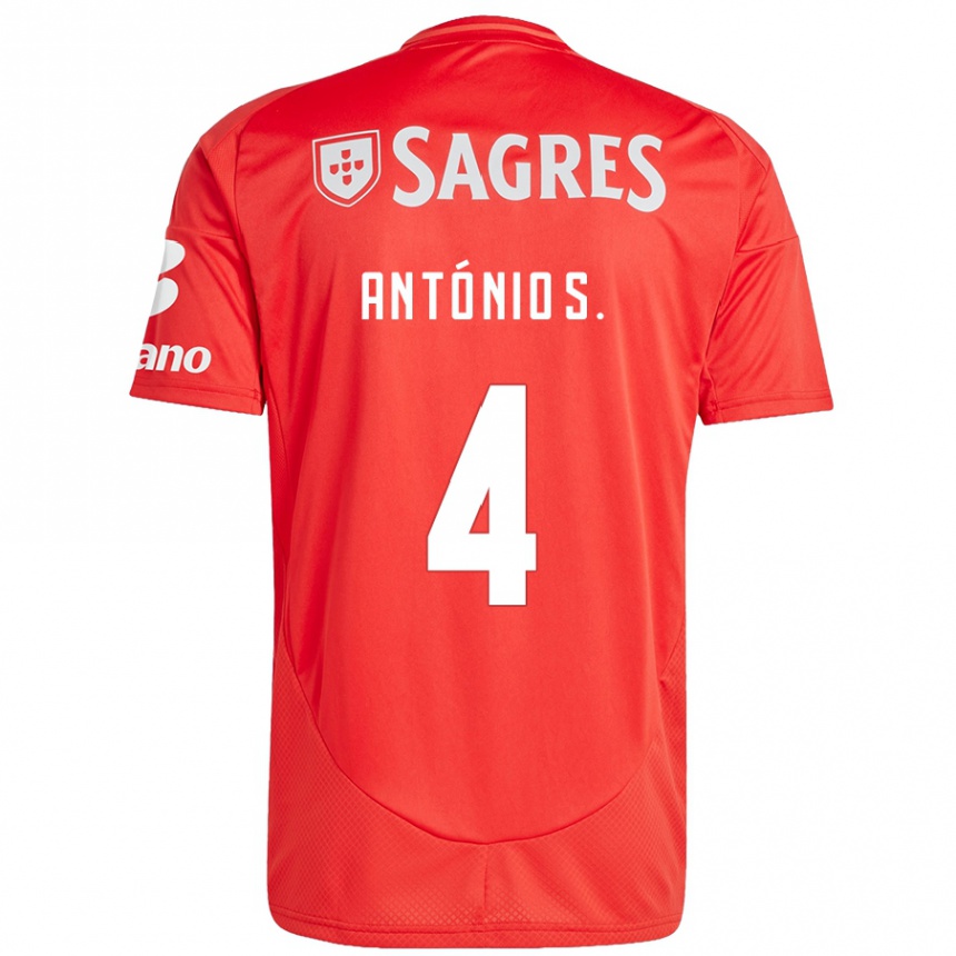 Homme Football Maillot Antonio Silva #4 Rouge Blanc Tenues Domicile 2024/25