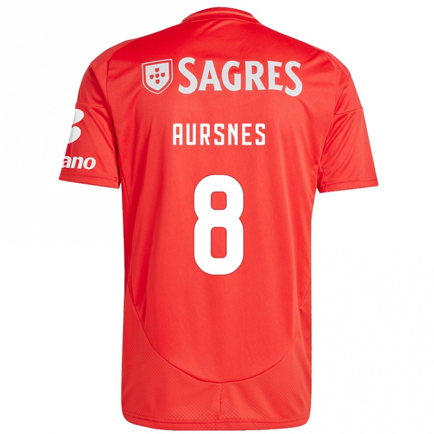 Homme Football Maillot Fredrik Aursnes #8 Rouge Blanc Tenues Domicile 2024/25