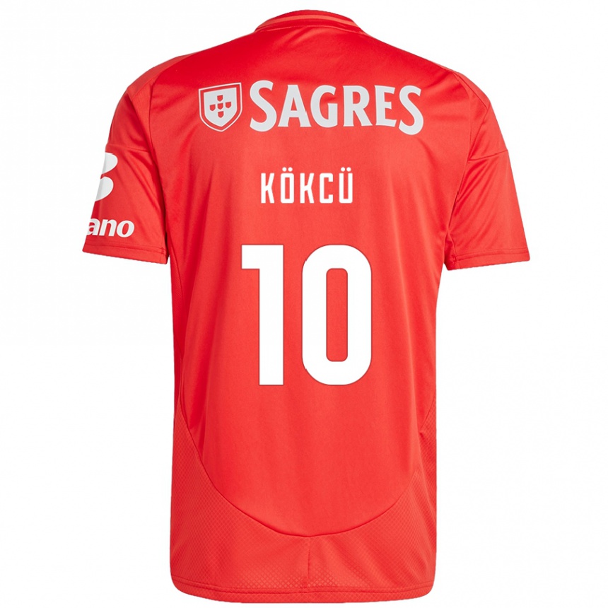 Homme Football Maillot Orkun Kokcu #10 Rouge Blanc Tenues Domicile 2024/25