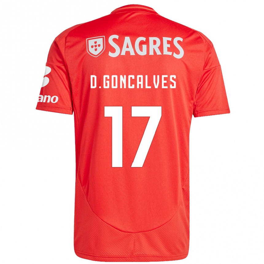 Homme Football Maillot Diogo Goncalves #17 Rouge Blanc Tenues Domicile 2024/25