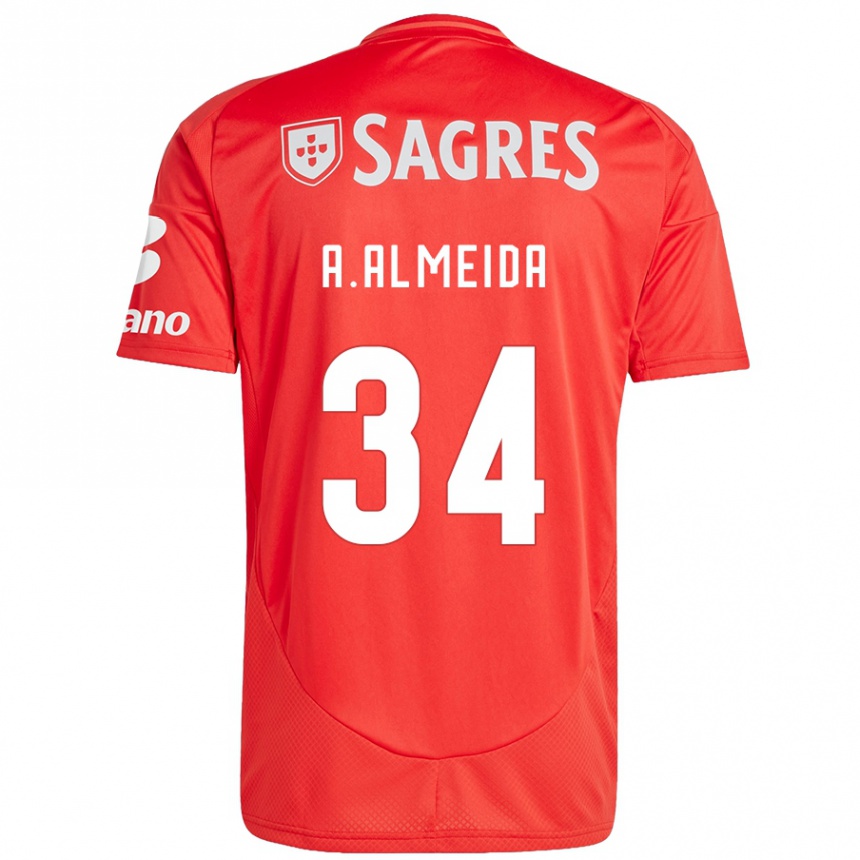 Homme Football Maillot Andre Almeida #34 Rouge Blanc Tenues Domicile 2024/25