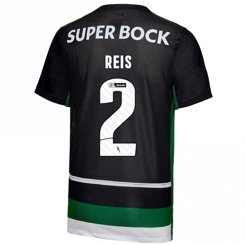 Homme Football Maillot Matheus Reis #2 Noir Blanc Vert Tenues Domicile 2024/25