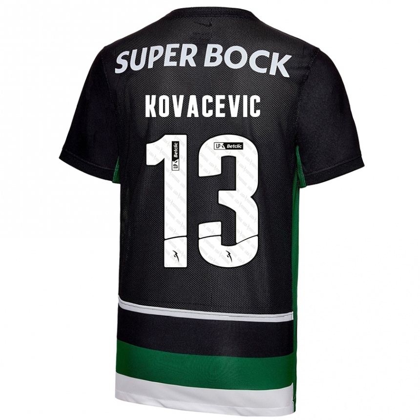 Homme Football Maillot Vladan Kovacevic #13 Noir Blanc Vert Tenues Domicile 2024/25