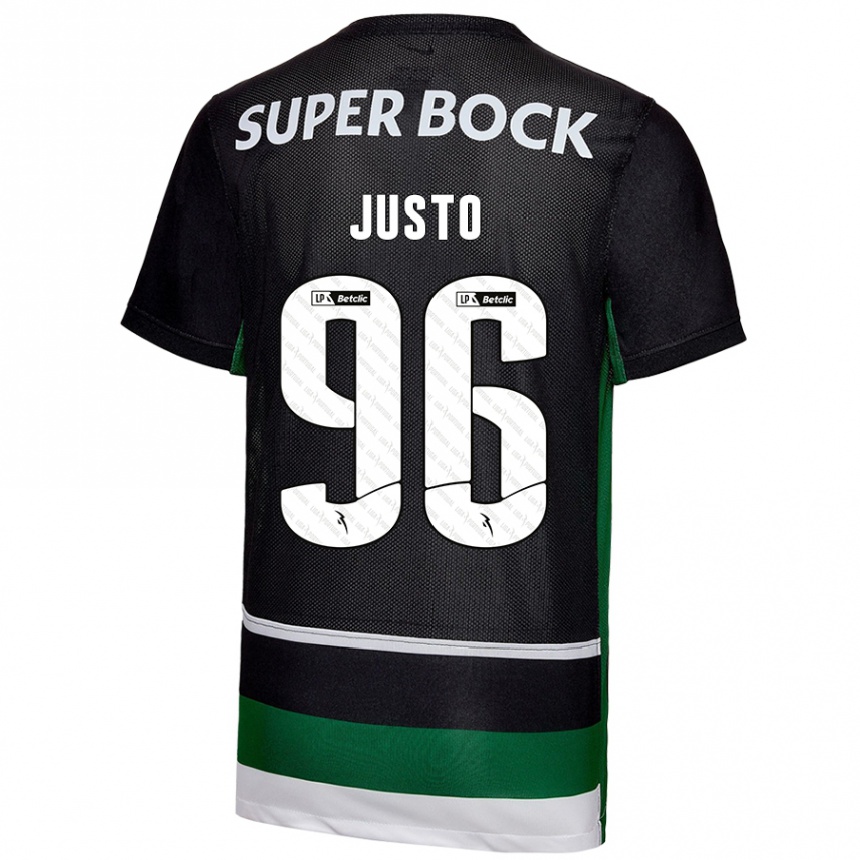 Homme Football Maillot Samuel Justo #96 Noir Blanc Vert Tenues Domicile 2024/25