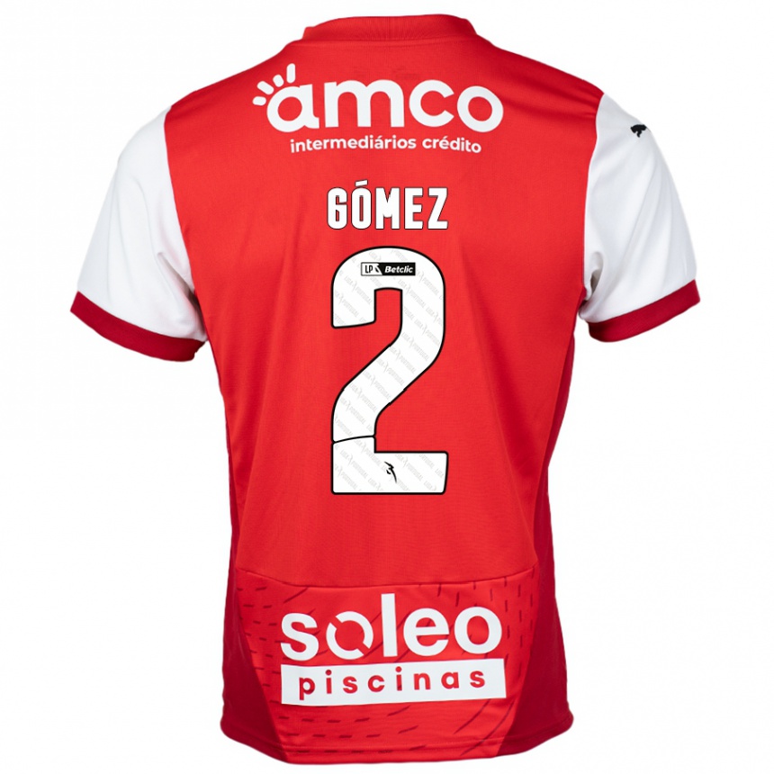 Homme Football Maillot Víctor Gómez #2 Rouge Blanc Tenues Domicile 2024/25