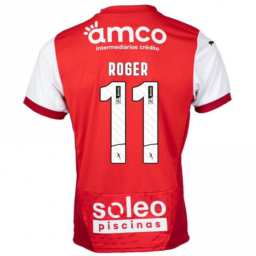 Homme Football Maillot Roger #11 Rouge Blanc Tenues Domicile 2024/25