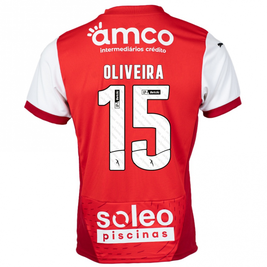 Homme Football Maillot Paulo Oliveira #15 Rouge Blanc Tenues Domicile 2024/25