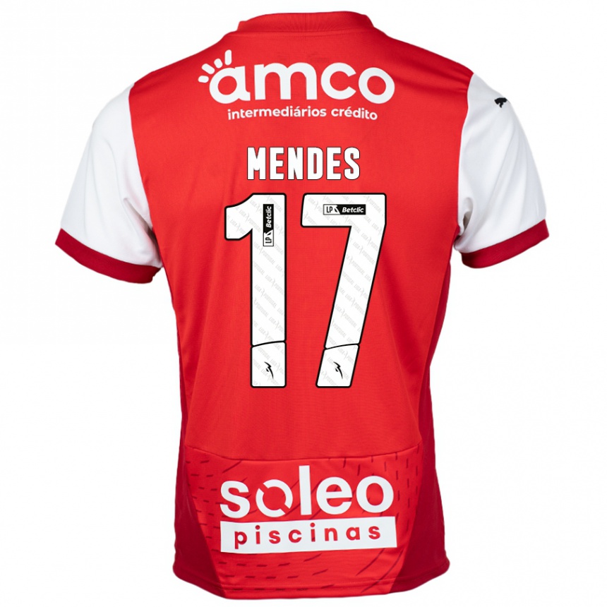 Homme Football Maillot Joe Mendes #17 Rouge Blanc Tenues Domicile 2024/25