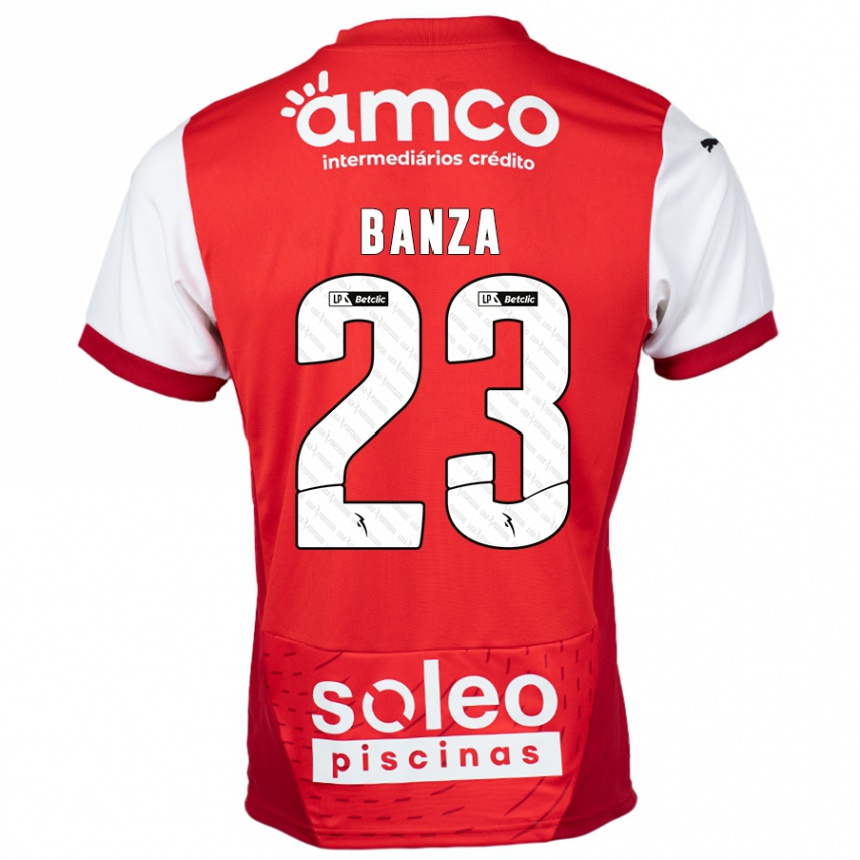 Homme Football Maillot Simon Banza #23 Rouge Blanc Tenues Domicile 2024/25