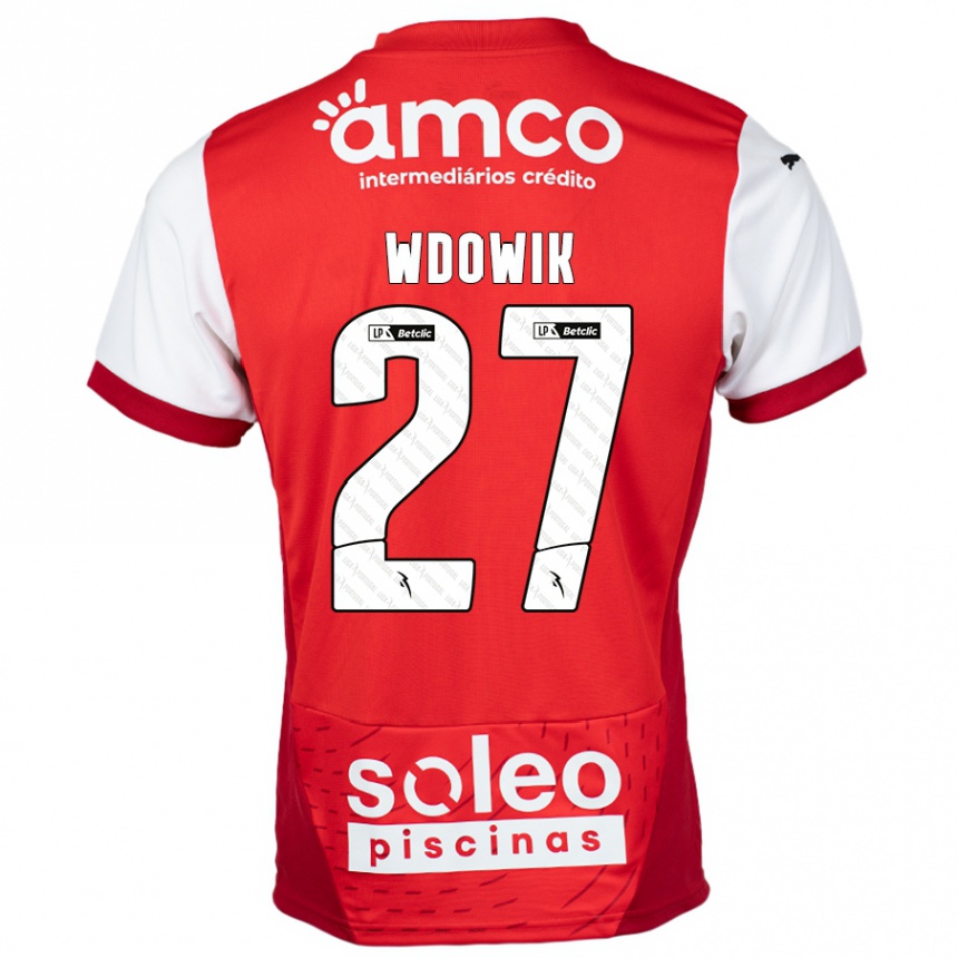 Homme Football Maillot Bartlomiej Wdowik #27 Rouge Blanc Tenues Domicile 2024/25