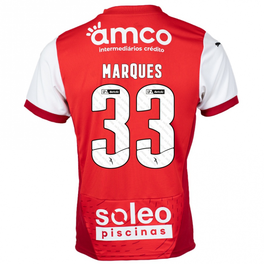 Homme Football Maillot João Marques #33 Rouge Blanc Tenues Domicile 2024/25