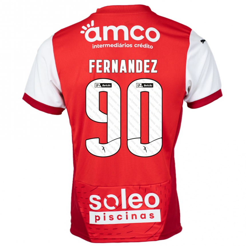 Homme Football Maillot Roberto Fernández #90 Rouge Blanc Tenues Domicile 2024/25