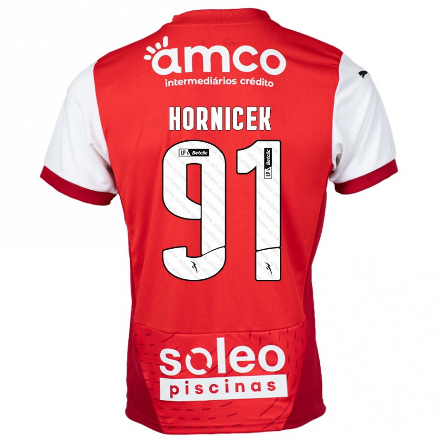 Homme Football Maillot Lukas Hornicek #91 Rouge Blanc Tenues Domicile 2024/25