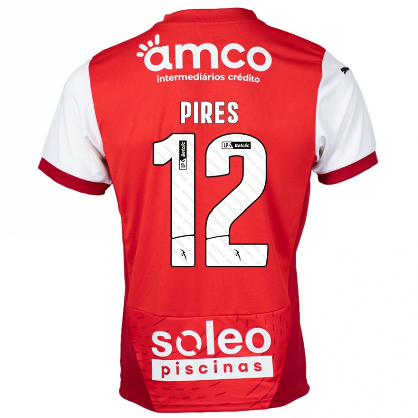 Homme Football Maillot Hugo Pires #12 Rouge Blanc Tenues Domicile 2024/25