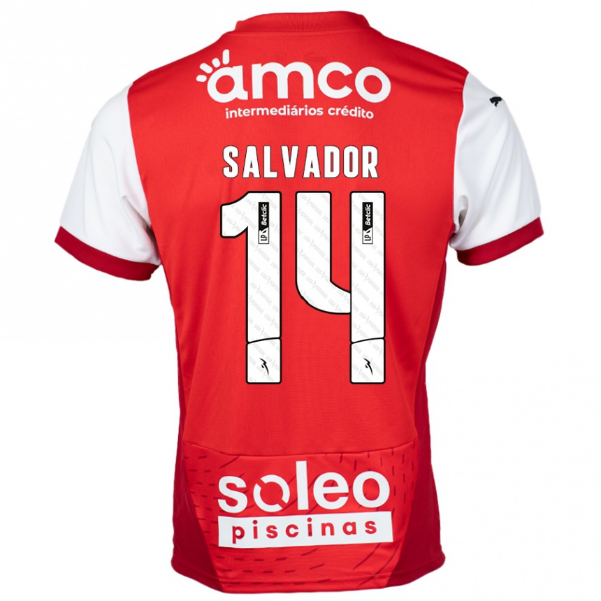 Homme Football Maillot João Salvador #14 Rouge Blanc Tenues Domicile 2024/25