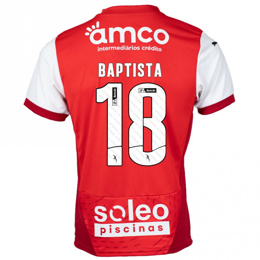 Homme Football Maillot Tiago Baptista #18 Rouge Blanc Tenues Domicile 2024/25