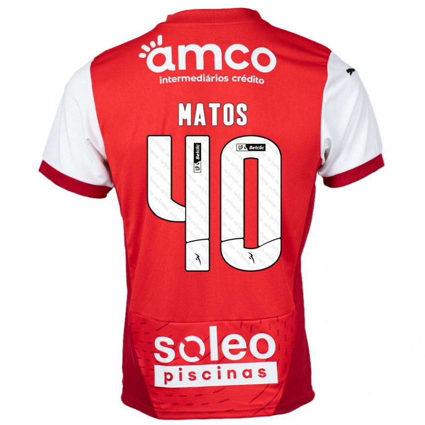 Homme Football Maillot João Matos #40 Rouge Blanc Tenues Domicile 2024/25