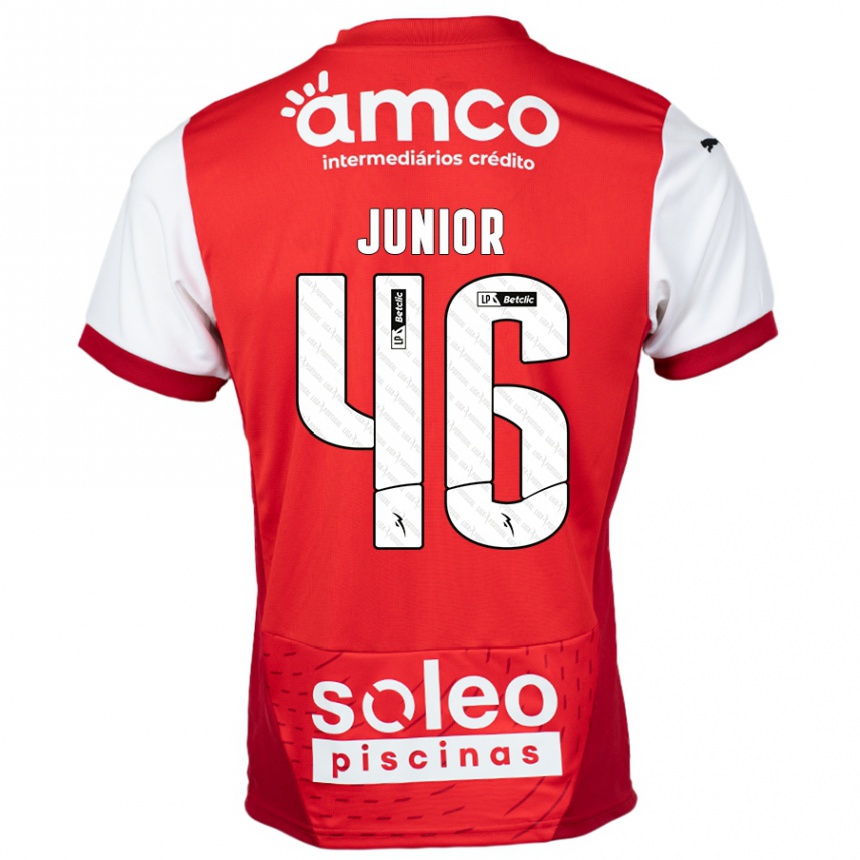 Homme Football Maillot Mário Junior #46 Rouge Blanc Tenues Domicile 2024/25