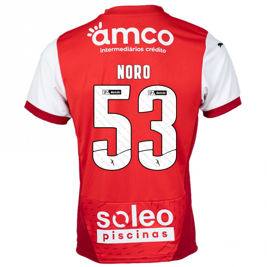 Homme Football Maillot Jonatás Noro #53 Rouge Blanc Tenues Domicile 2024/25