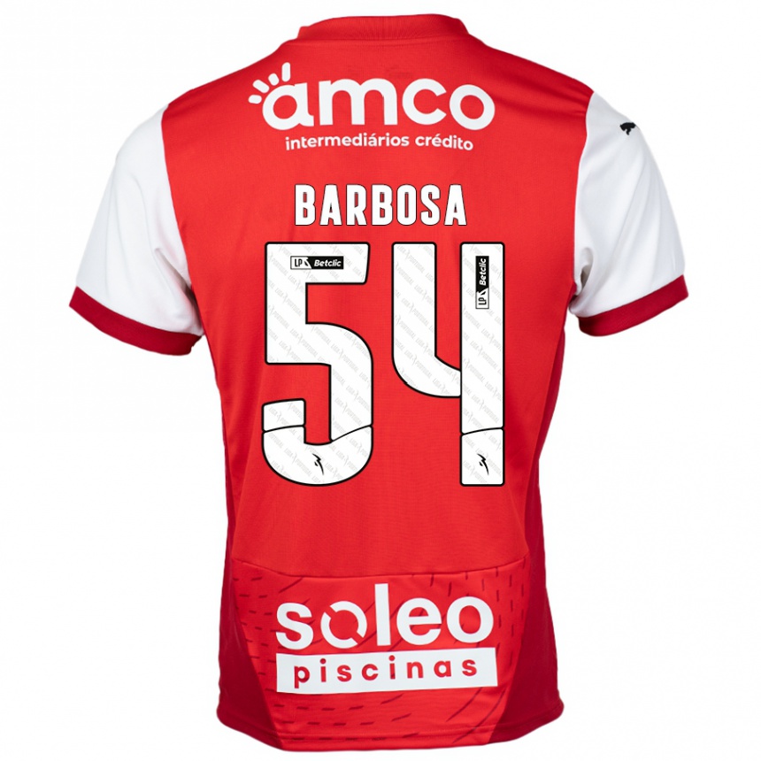 Homme Football Maillot Guilherme Barbosa #54 Rouge Blanc Tenues Domicile 2024/25