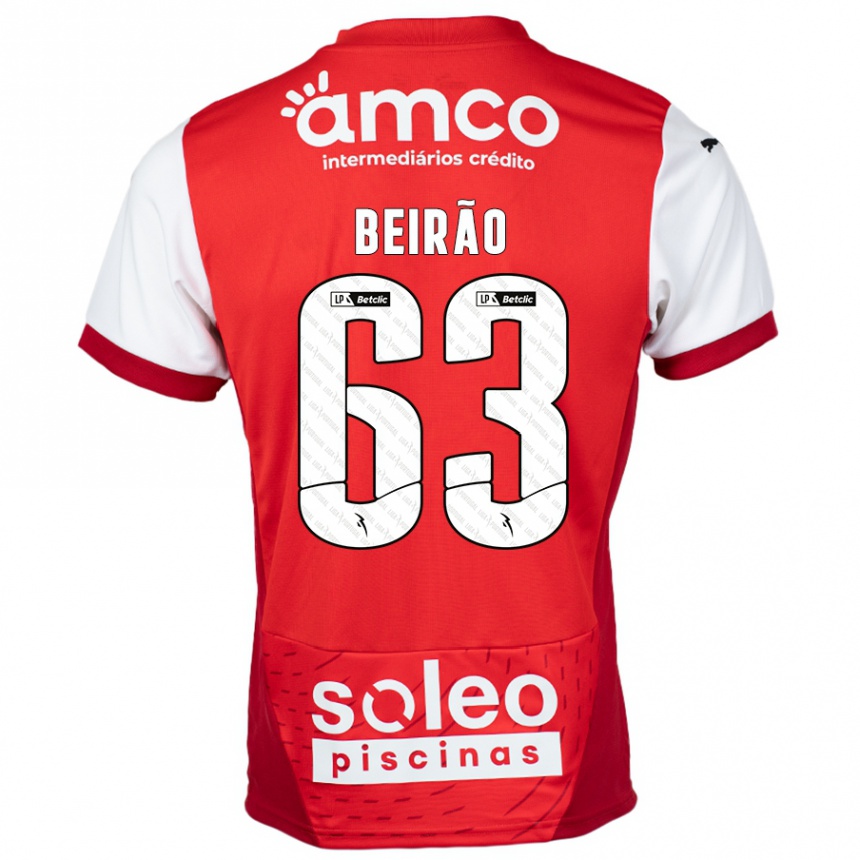 Homme Football Maillot Rodrigo Beirão #63 Rouge Blanc Tenues Domicile 2024/25