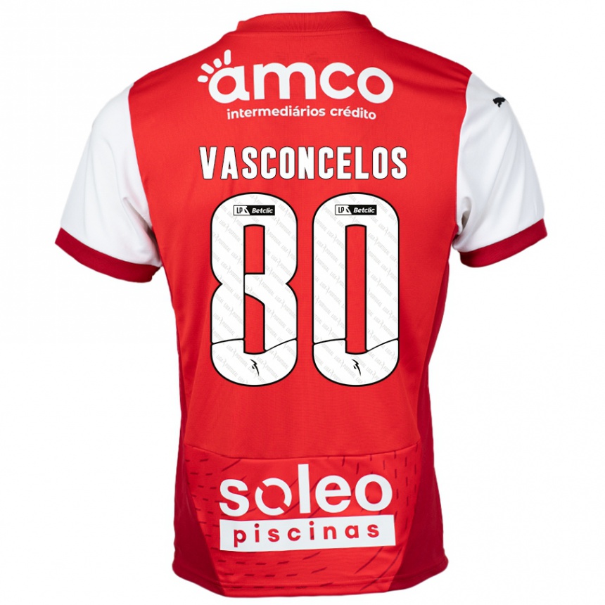 Homme Football Maillot Vasconcelos #80 Rouge Blanc Tenues Domicile 2024/25