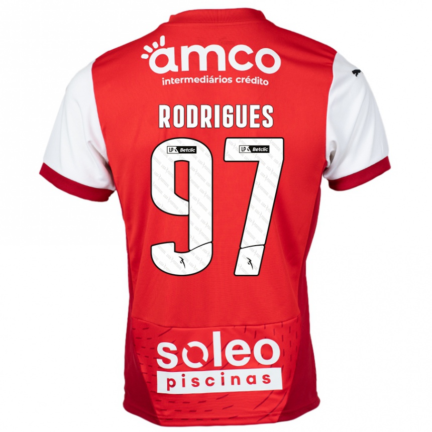 Homme Football Maillot Dinis Rodrigues #97 Rouge Blanc Tenues Domicile 2024/25