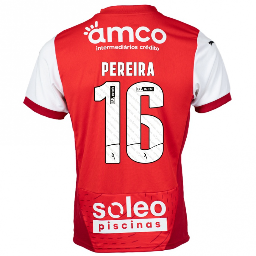 Homme Football Maillot Catarina Pereira #16 Rouge Blanc Tenues Domicile 2024/25