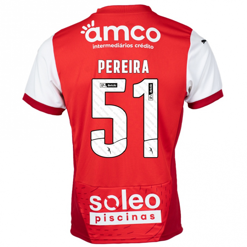 Homme Football Maillot Evy Pereira #51 Rouge Blanc Tenues Domicile 2024/25