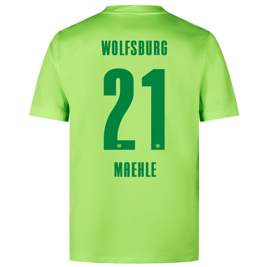 Homme Football Maillot Joakim Maehle #21 Vert Fluo Tenues Domicile 2024/25