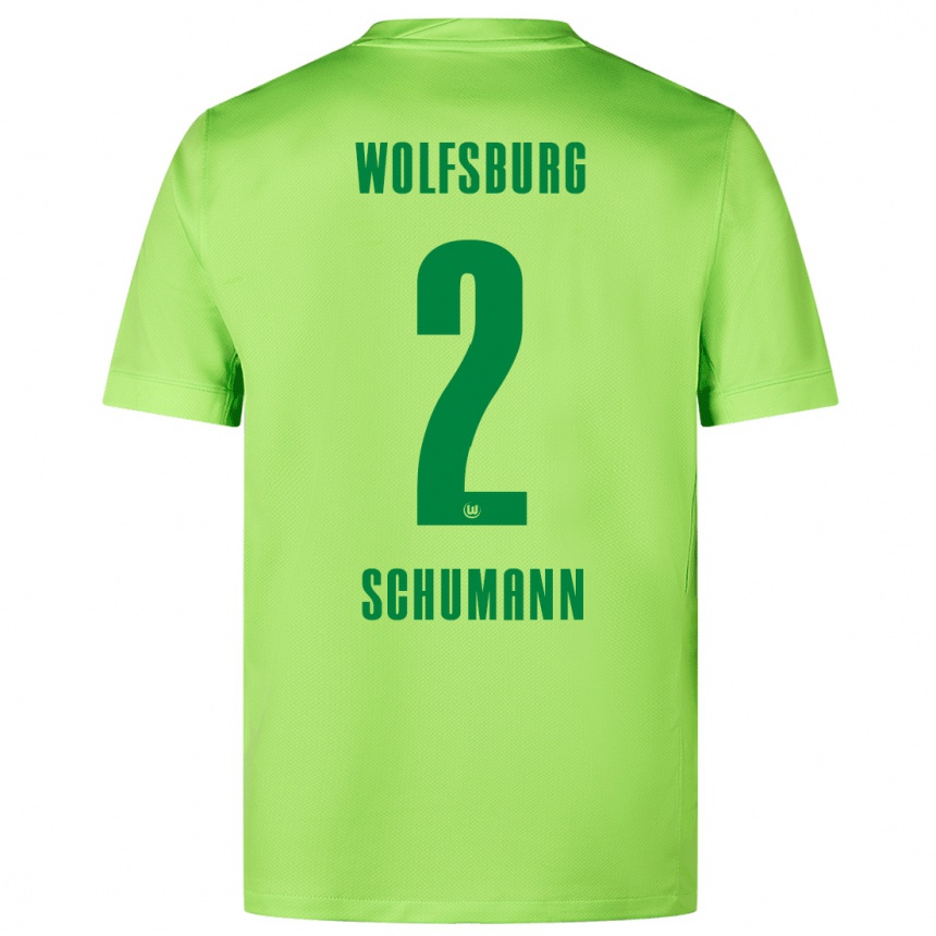 Homme Football Maillot Anton Schumann #2 Vert Fluo Tenues Domicile 2024/25